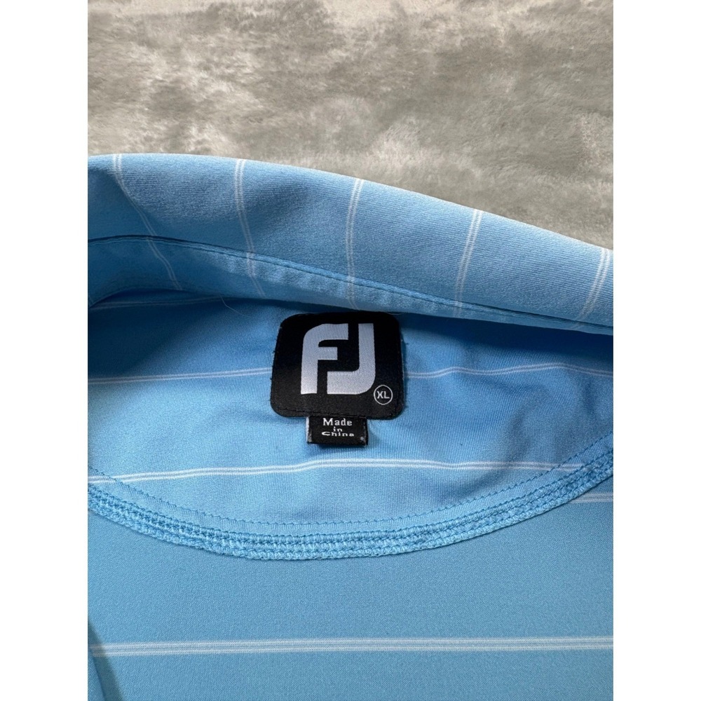 FootJoy FJ Mens XL Golf Polo Shirt Blue White Stripe Performance Wicking - Picture 2 of 6